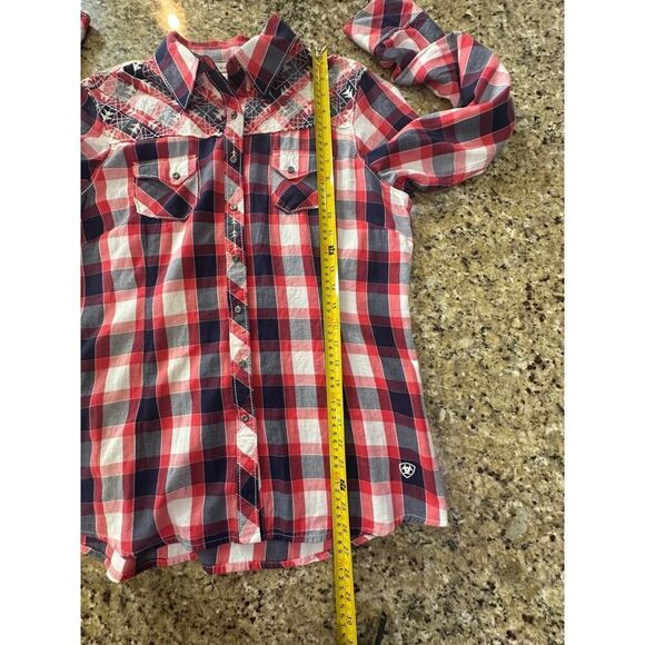 Ariat Plaid Embroidered Cowgirl Western Pearl Snap Long Sleeve Women's SZ Large - Picture 11 of 13